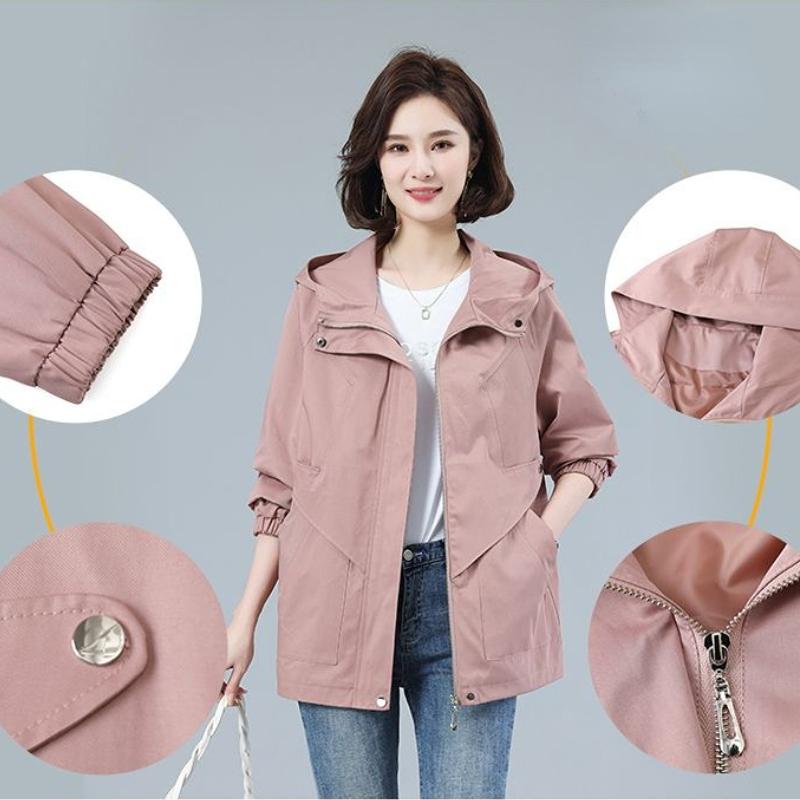 Базовые пальто с длинными рукавами, женская куртка, ветровка с капюшоном, женская свободная одежда больших размеров, новая модная женская верхняя одежда на молнии