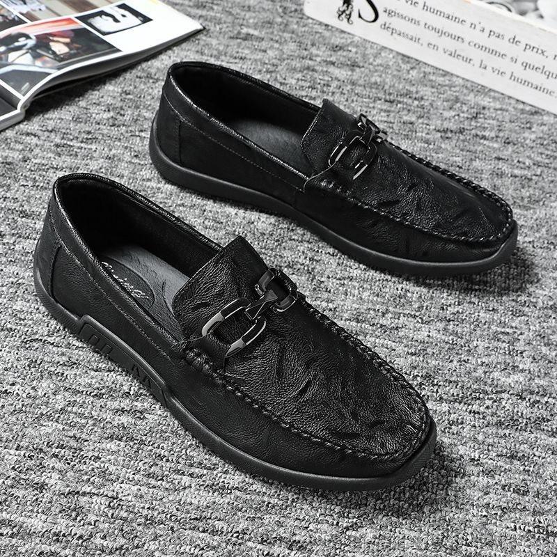 Мужская обувь Dou Dou, летняя, дышащая, в британском стиле, универсальная, мужская, деловая, повседневная, кожаная, One Step, мягкая подошва, модная обувь Le Fu