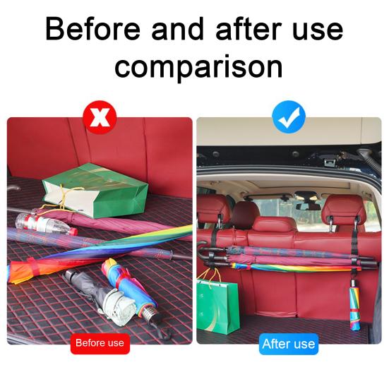 1 Pair Car Hooks Easy To Install Stable Multifunctional Adjustable Creative Storing Bag Black Car Umbrella Storage Rack Car Supply