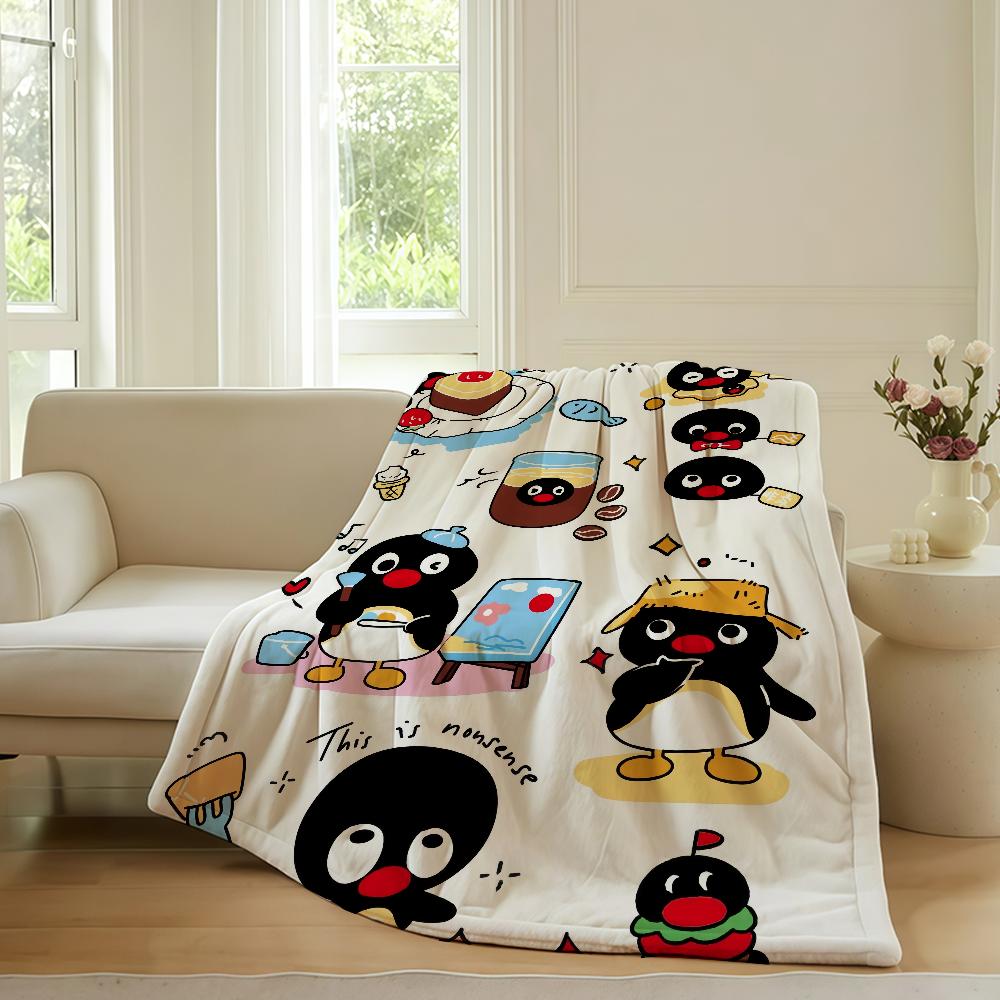 Cartoon P-Pingu Cute Blanket Warm Soft Suitable For Bedroom Sofa Bed Living Room Office Travel Camping Gifts