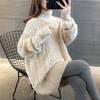 Turtleneck Loose Lazy Wind Long Sweater Women Long Sleeve Striped Jacquard Straight Knitted Sweater Women Female Spring Autumn