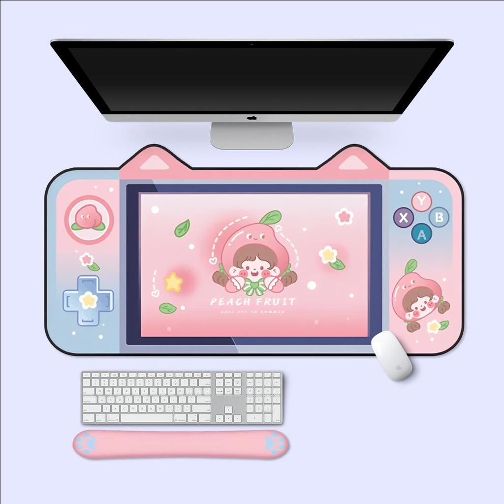 DATA FROG Большой коврик для мыши с милыми кошачьими ушками, компьютерная клавиатура, настольный коврик, большой геймерский коврик для мыши, розовый игровой коврик с героями мультфильмов для девочек, Kawaii, игровые аксессуары