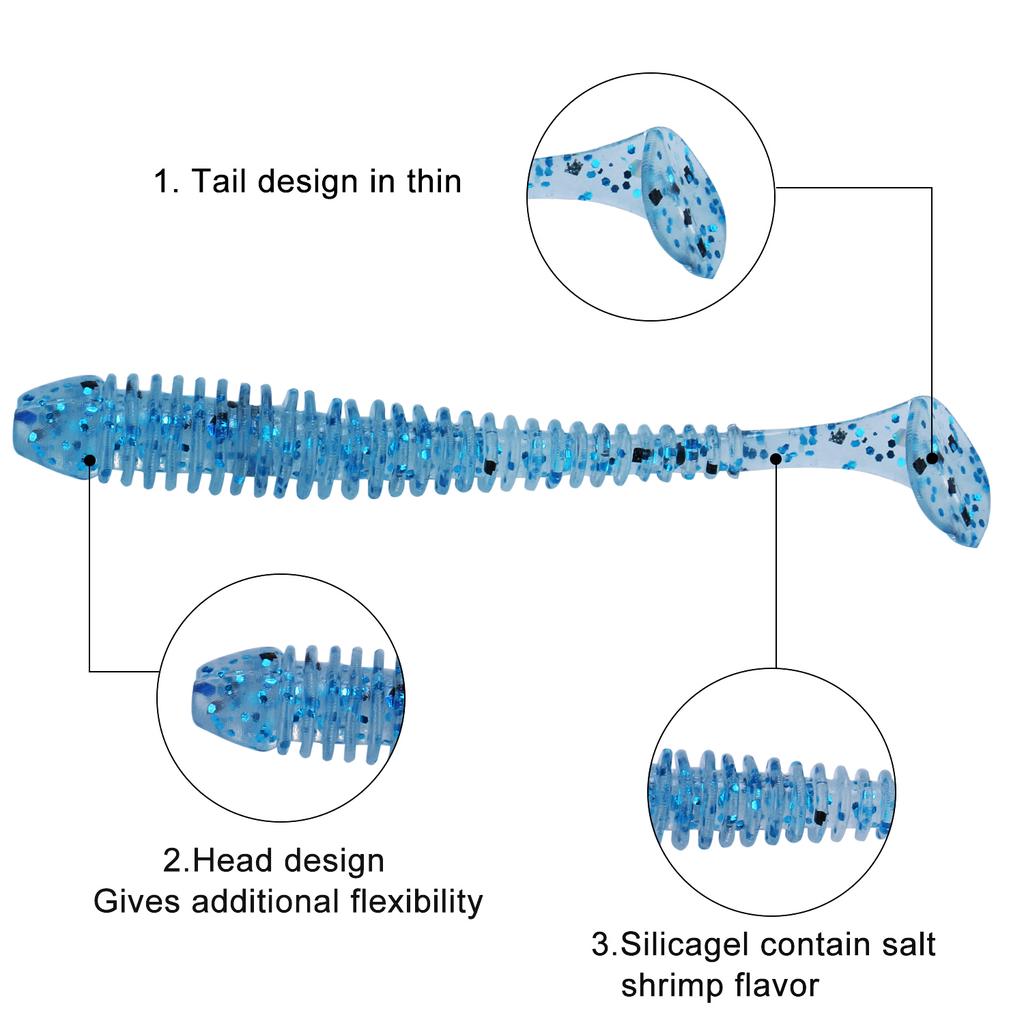 10pcs/lot Soft Rubber Bait Fishing Lure Wobbler Soft Worm Carp Fishing  Artificial Silicone Swimbait