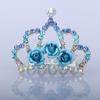 Mini Cute Rose Flower Crystal Rhinestone Princess Crown Hair Comb Birthday Party Tiaras For Girls Kids Hair Jewelry Accessories