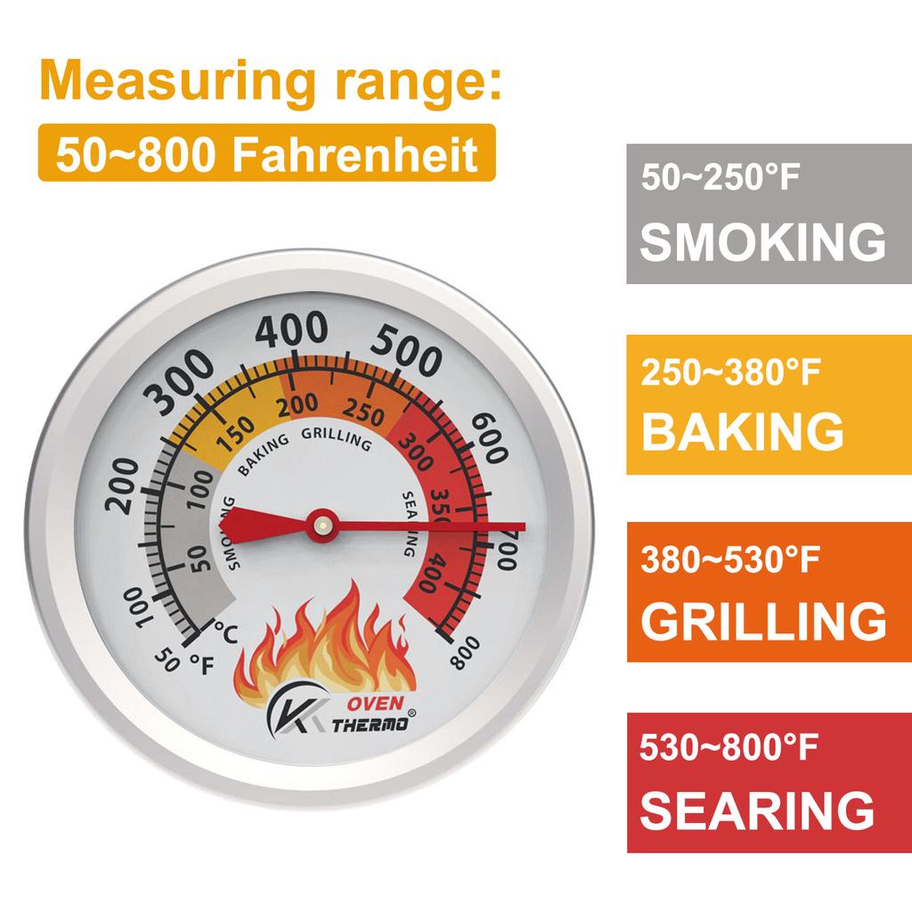 Термометр для гриля KT Thermo BBQ Grill, сменные детали для гриля-коптильни, 2,5-дюймовый циферблатный датчик температуры для гриля