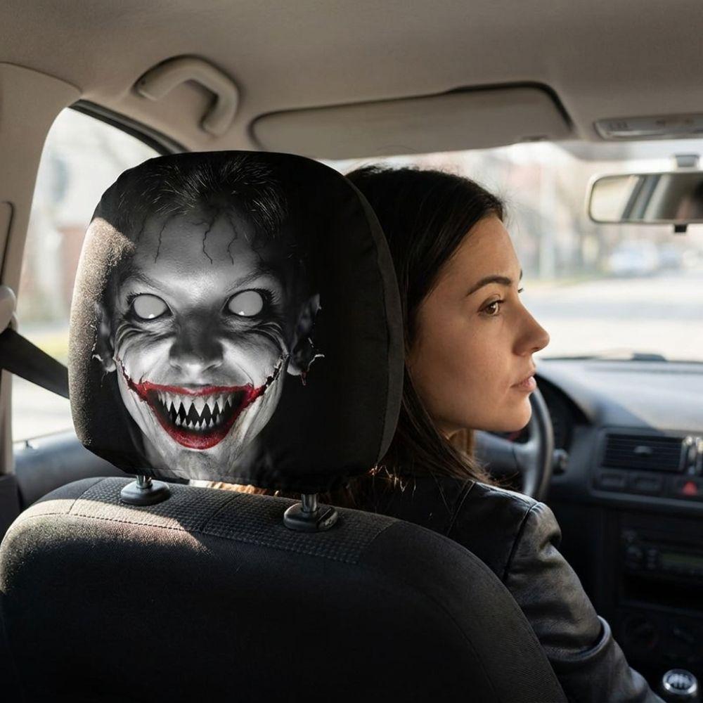 2Pcs Polyester Car Scary Ghost Face Decor Cover Car Interior Decoration