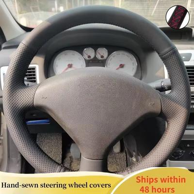 Чехол на руль автомобиля Кожаный Для Peugeot 2001-2008 307 SW 2005-2008 Оплетка на руль Автоаксессуар