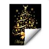 Removable PVC Window Stickers Gold Ribbon Christmas Tree Static Cling, Glass Sticker with Bow, Reindeer Xmas Elk Starlight Decals Antler & Star