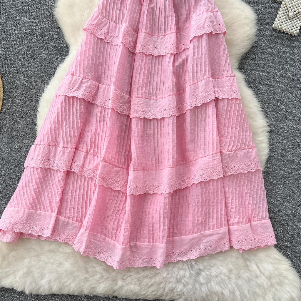 Летние женские розовые бретельки через шею с открытой спиной и вышивкой, длинные макси-платья Sweet Princess Chic