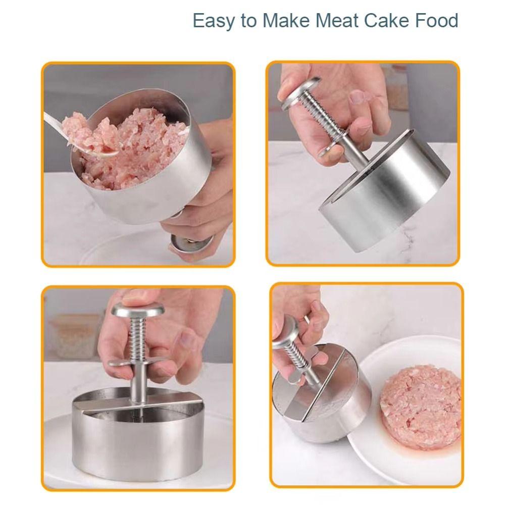 Non-Stick Hamburger Press Mold Stainless Steel Rice Ball Mold Burger Patty Maker for Kitchen Beef
