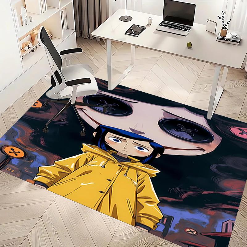 1pc Coraline Print Area Rug - Soft, Washable Non-Slip Indoor Mat, Living Room, Home Office Decorative Rug,Office Decorative