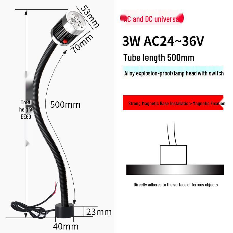 LED Machine Tool Work Light – CNC Lathe Hose Magnetic Gooseneck Light 24V/220V