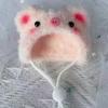 Hand Crocheted Hamster Cap Photo Props Mini Plush Cotton Doll Hat Cute DIY Doll Hat Winter Doll Accessories