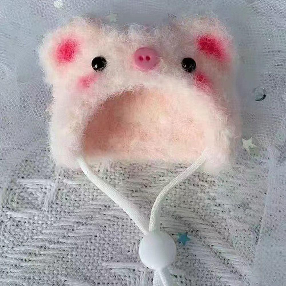 Hand Crocheted Hamster Cap Photo Props Mini Plush Cotton Doll Hat Cute DIY Doll Hat Winter Doll Accessories