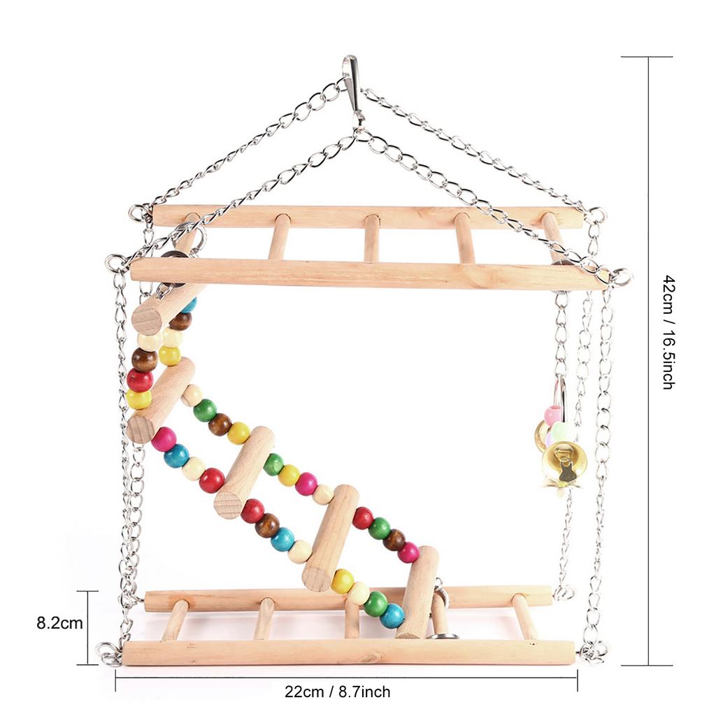 Подвесная лестница для домашних животных, мостик, ступеньки, лестница, качели, двухслойная деревянная клетка для хомяка и попугая, игрушка