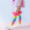 Детские радужные гольфы до колена, красочные гольфы до колена, забавные носки для сапог для девочек с тюлевой оборкой для маскарадных вечеринок, праздничных мероприятий