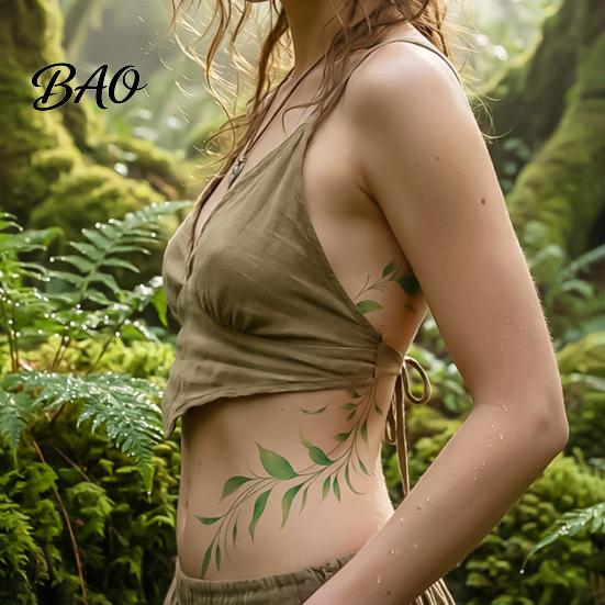 Waterproof Temporary Tattoos Fake Vine Tattoos, Leaf Stickers, Green Plant Tattoo Stickers Ivy Body Art for Women Girls, Boho Festival Decor Party