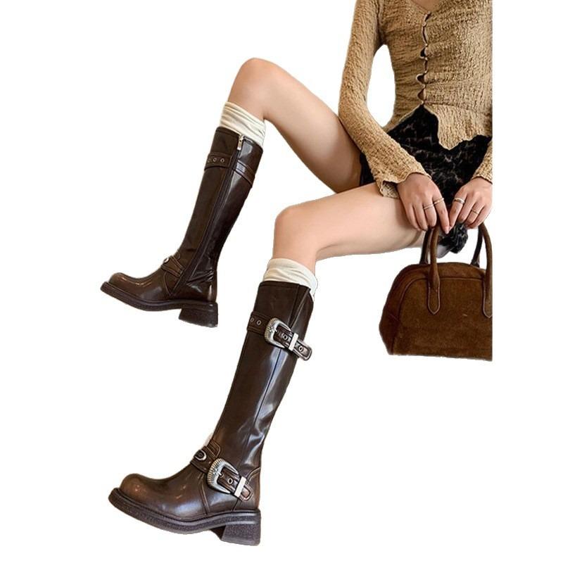 Cowhide Version~ Zhao Zhaoyi Boots Merad Boots Women's Leather Retro Knight Boots Western Cowboy Boots