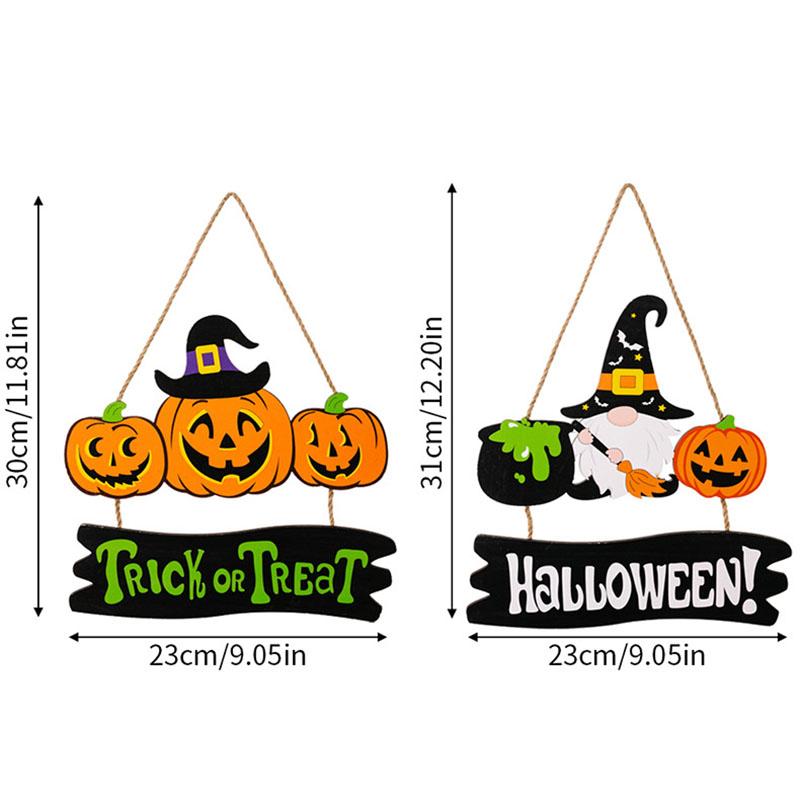 Деревянные украшения на Хэллоуин, гном, тыква, ведьма, настенная дверь, подвеска, хэллоуин, гадость или жизнь, украшение для вечеринки в честь Хэллоуина