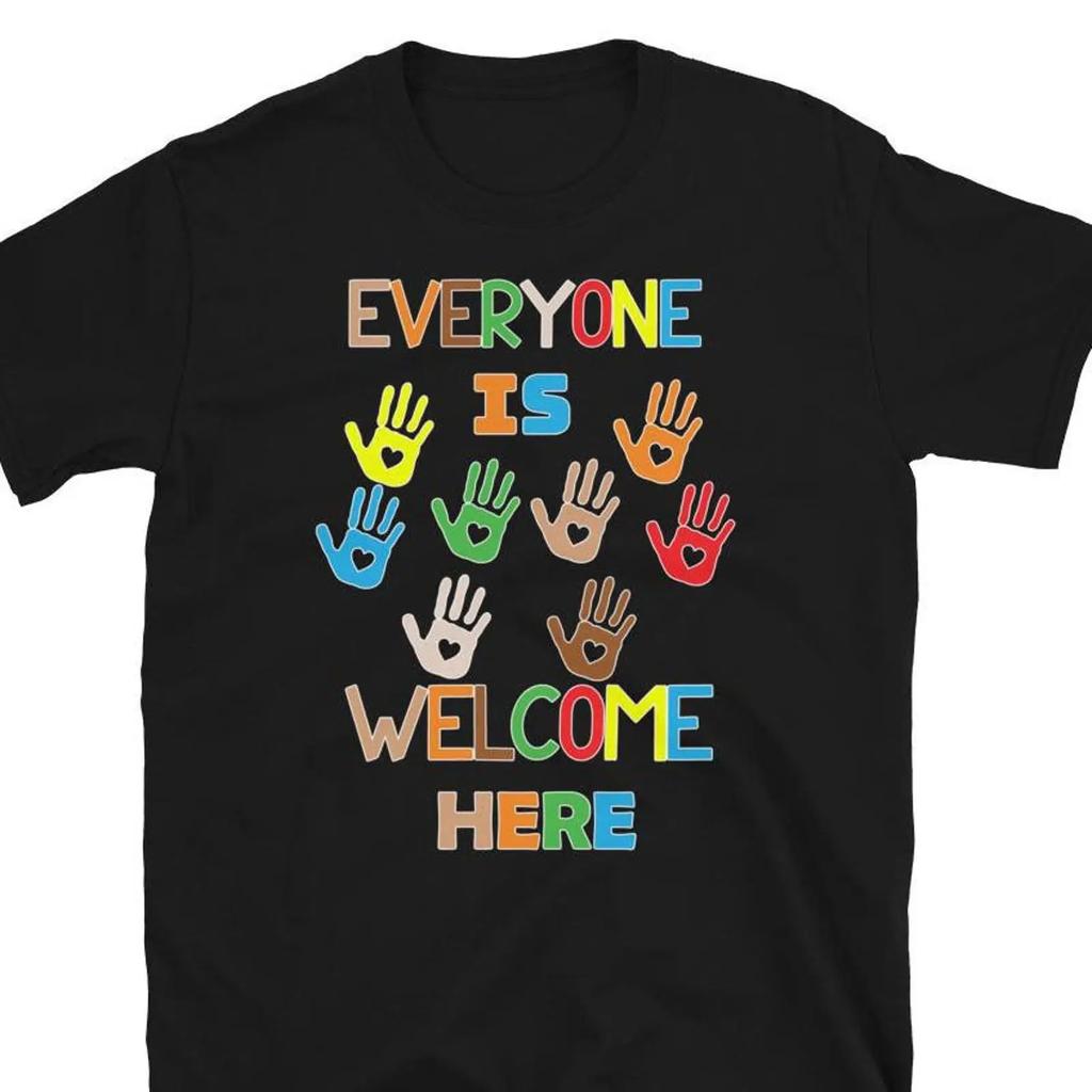 All Are Welcome T Shirt Diversity Unity Day Vintage Top For Everyday Wear Homme Streetwear Breathable Soft Comfortable