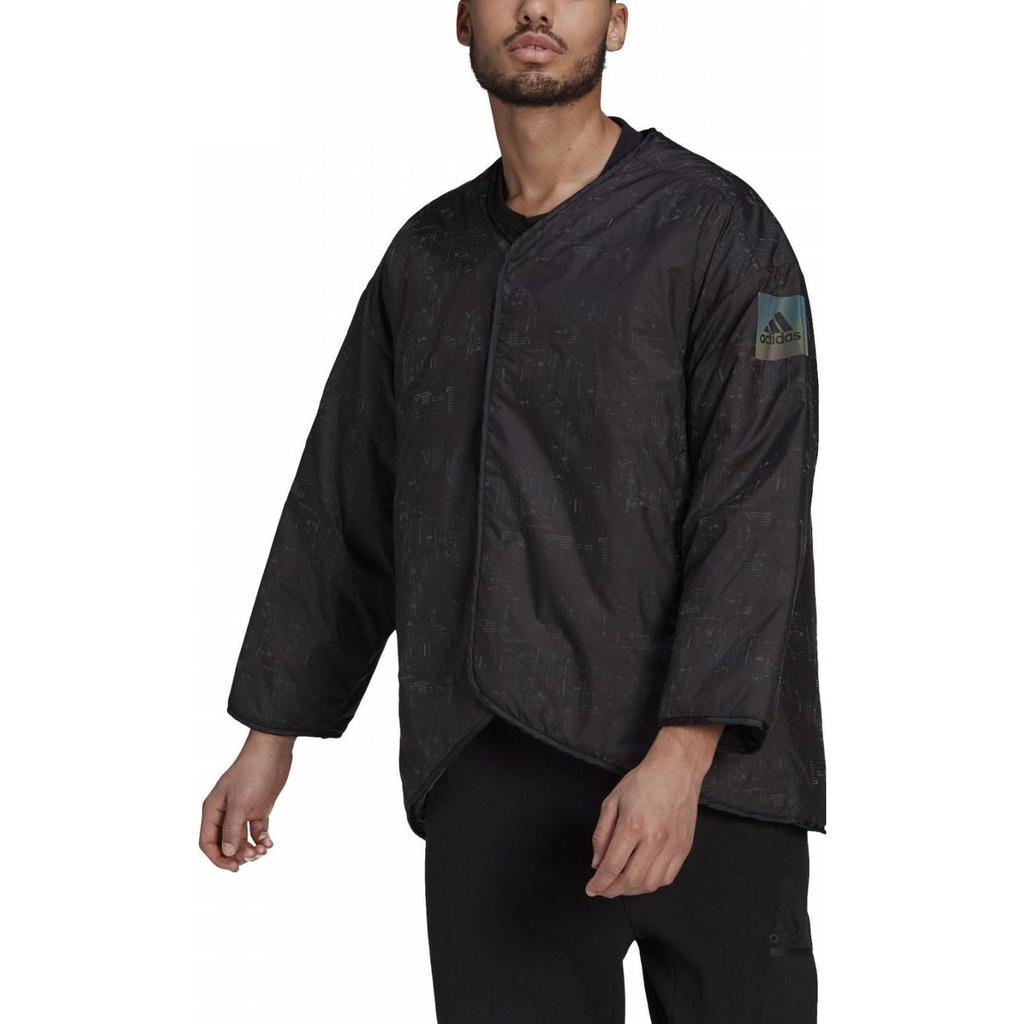 Adidas Letter Print Hooded Zip Long Sleeve Coat Men Coats Black GK8706