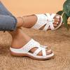 2024 Горячая Распродажа Обувь Женская С Открытым Носком Женские Шлепанцы Летние Римские Полые Однотонные Уличные Повседневные Пляжные На Танкетке Большого Размера Шлепанцы