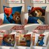 Cute PPaddington Bear Cushion Cover Pillowcase Short Plush Invisible zipper Room Sofa Cushion Cover