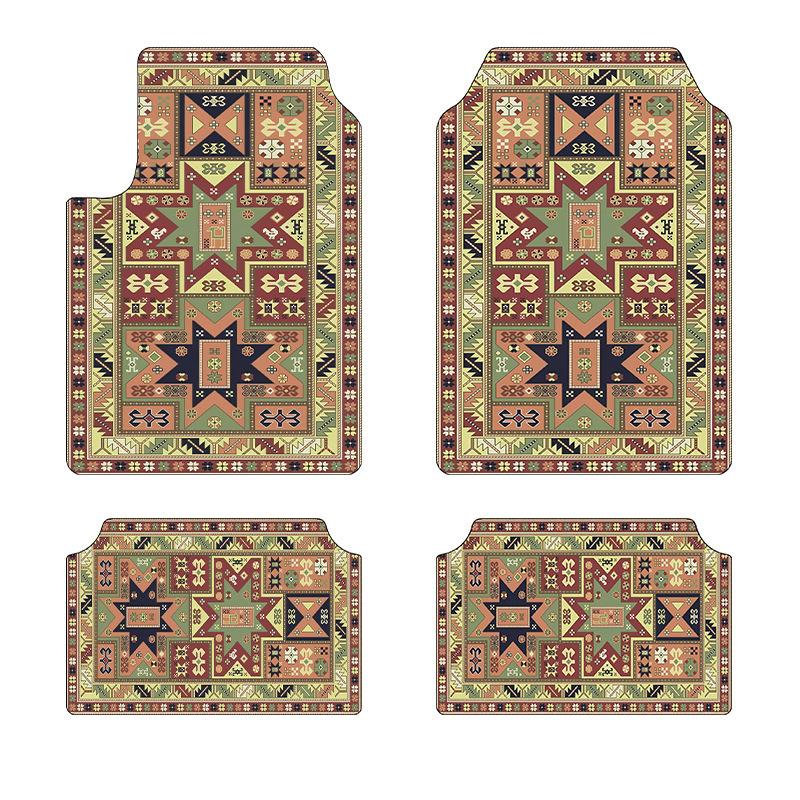 Vintage Persia Kilim Complete Car Foot Mat Machine Made Suede Anti-Skid PVC Bottom Wear Resistant Universal Car Interior Rug