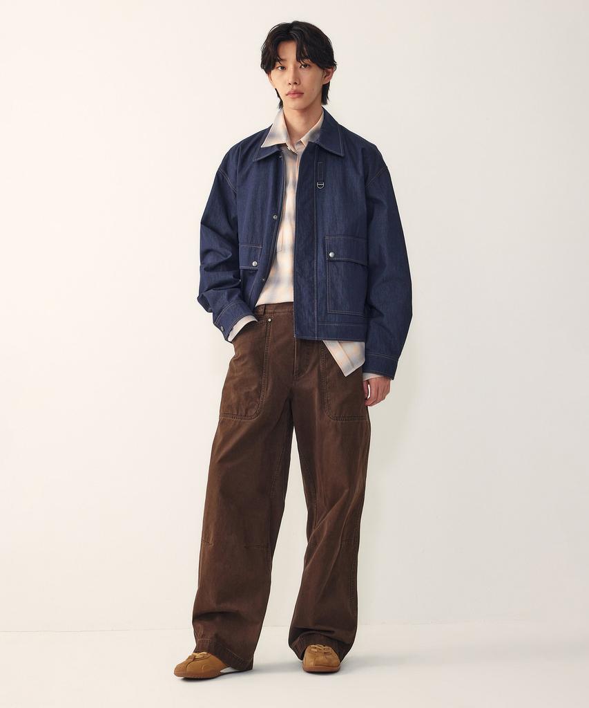 Studio Tomboy [Men] Denim-Like Collared Jumper_Indigo 9156113125