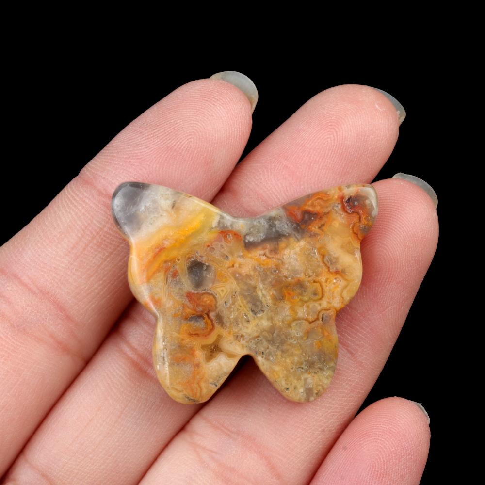 1Pc Reiki Healing Crystal Carved Butterfly Ornament Decoration,Natural Stone Gemstone Energy Generator for Home Decor Jewelry Gifts 32-35x26-30 Mm