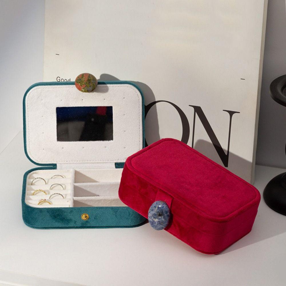 Large Capacity Velvet Jewelry Box Exquisite Necklace Storage Box Jewelry Organizer Case  Travel Use