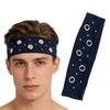 Elastic Punk Metal Eyelet Headband, Unisex Wide Stretch Rivet Hair Band, Retro Street Sports Sweat Head Wrap