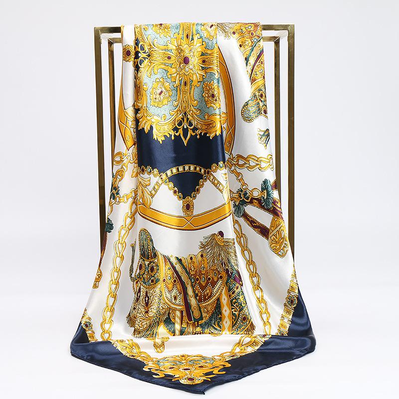 Spring and Autumn Women's Cashew Print Square Scarf Fashion Commuting Versatile Headscarf Stained Rose Square Scarf