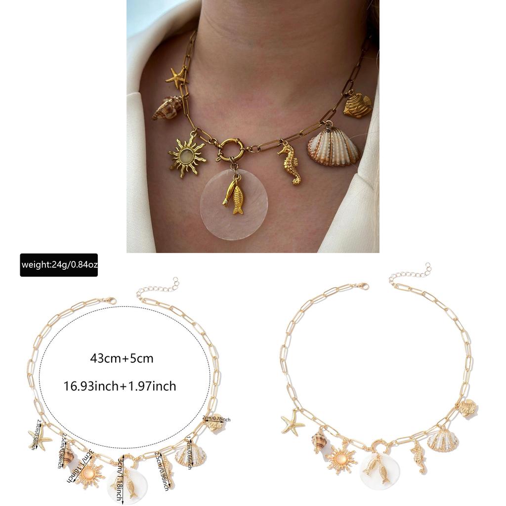 Ожерелье с кулоном-ракушкой с геометрическим дизайном для пляжной моды