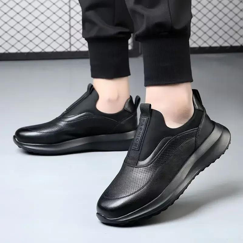 Мужские кроссовки на платформе Осень Новые вулканизированные туфли Мужские повседневные слипоны Кроссовки для бега Дышащие Мягкая подошва Толстая подошва Спортивная обувь