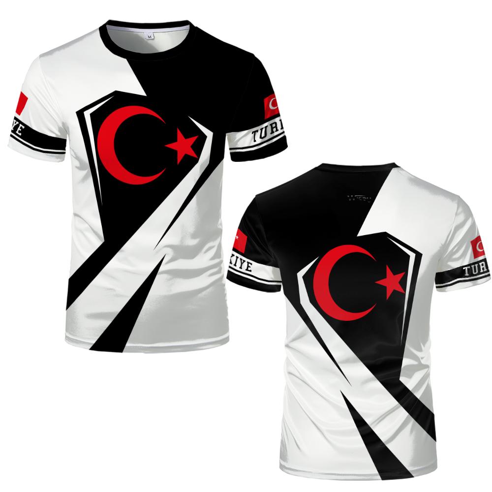 Turkish Graffiti-style Printed T-shirt Men's Turkish Flag Graphic O-Neck Tee Unisex Breathable Sports Casual Short-sleeved Top