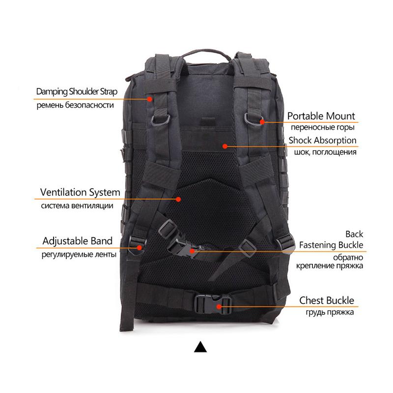50L Capacity Men Army Military Tactical Large Backpack Waterproof Outdoor Sport Hiking Camping Hunting 3D Rucksack Bags For Men Oxford Material