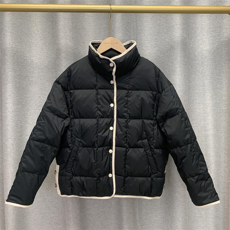 Пуховик женский короткий 2024 новый укороченный корейский вариант легкий и тонкий воротник стойка свободный однобортный маленький 90-флисовый жакет