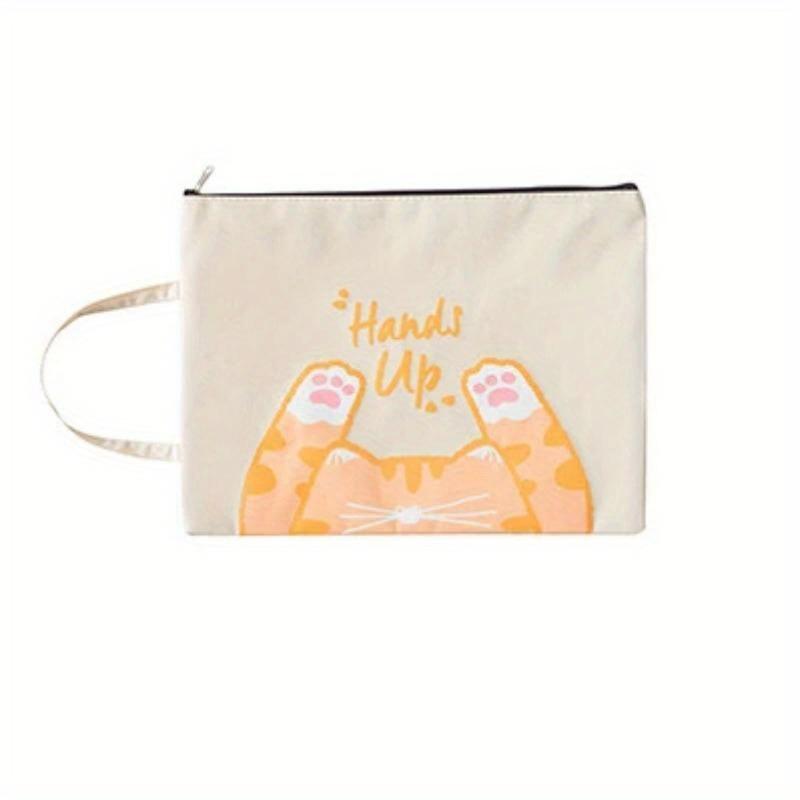 1 шт. креативная портативная мультяшная милая сумка для документов с изображением кота на молнии для школы, офиса, канцелярских принадлежностей