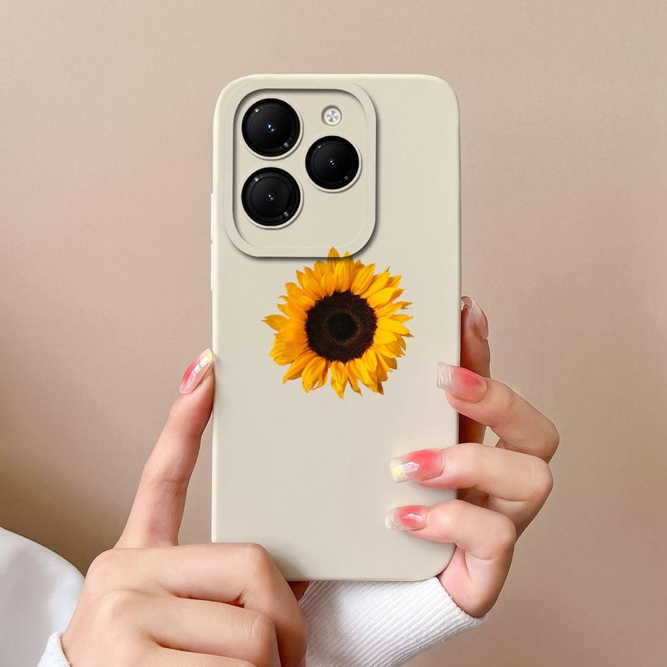 Для Infinix Hot 40 Smart 8 Note 40 Pro + GT 20 Pro задняя крышка чехол из жидкого силикона Pretty Sunflower Daisy супер противоударные чехлы для телефонов для Itel S24 Capa