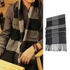 Winter Scarf Windproof Breathable Soft Contrast Color Tassel Keep Warm Patchwork English Stylish Washable Men Muffler for Outdoor