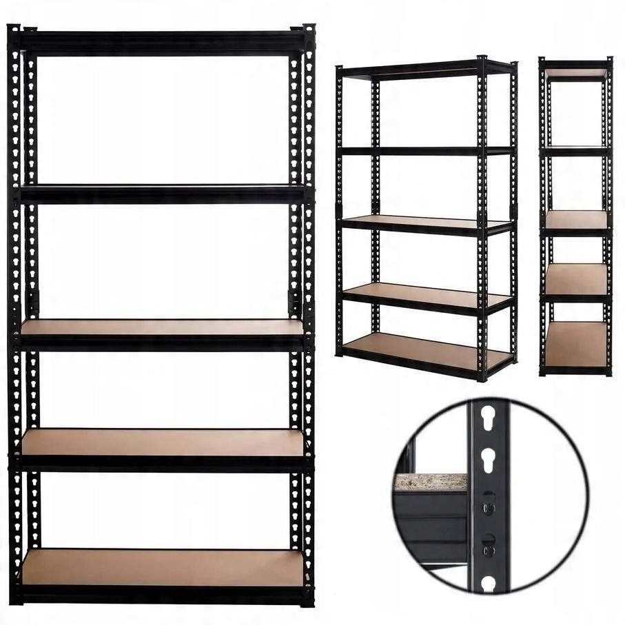 Regał Magazynowy Garażowy Czarny 5 Półek 875Kg 180X90X30 Szybki Montaż