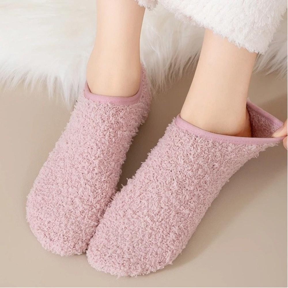Cold-proof Coral Fleece Socks Non-slip Short Boat Socks Warm Sleep Socks Winter