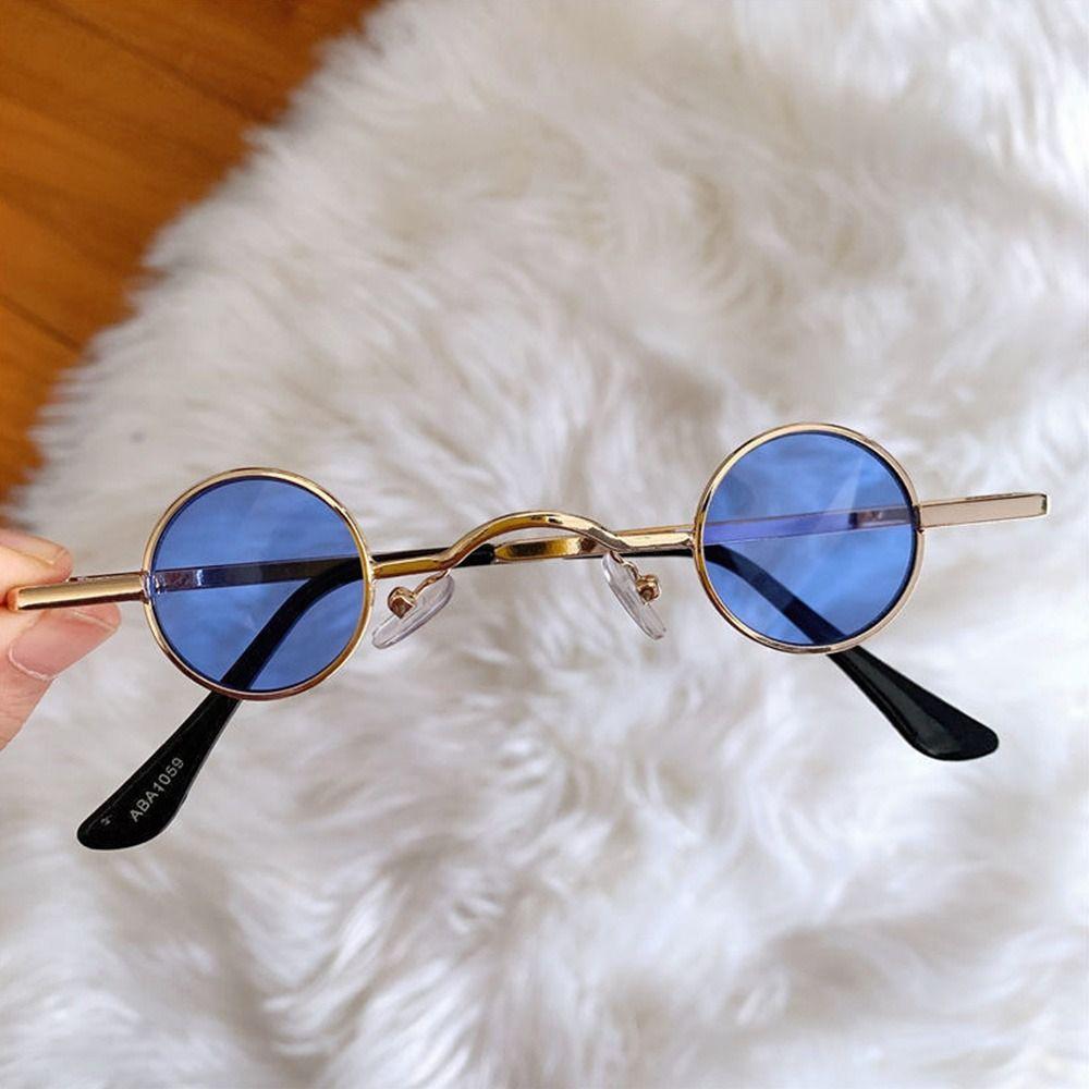 Small Round Sunglasses Metal Frame Hip Hop Punk Sun Glasses Mini Candy Color Lens Sunglasses Ins Fashion Shades For Women Men