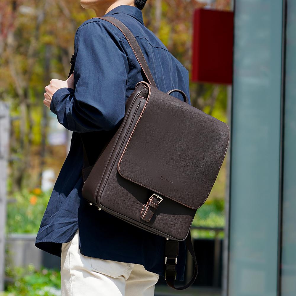 Lotuff Unisex Leather Backpack Lo-7473 Dbr Deep Brown