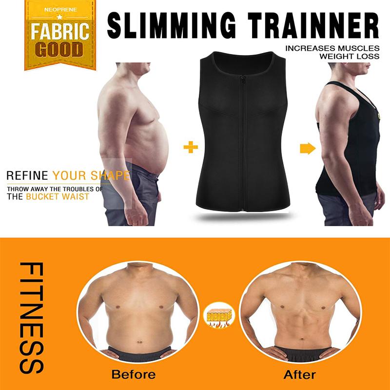 Мужской неопреновый костюм для сауны, жилет для тренировки талии, тренажер для похудения, формирователь тела, компрессионные рубашки, термомайка, майки для тренировок, корректирующее белье, нижнее белье