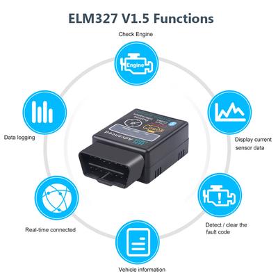 Elm327 Bluetooth OBD2 V1.5 Elm 327 V 1.5 OBD 2 Автомобильный диагностический инструмент сканер Мини Elm-327 Адаптер OBDII Автодиагностический инструмент