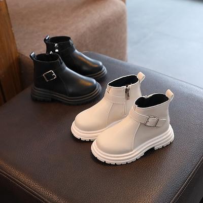 Детские весенние и осенние ботинки Martin, кожаные ботинки, детские ботинки средней высоты, боковая молния, модная обувь для мальчиков и девочек, обувь маленького и среднего размера