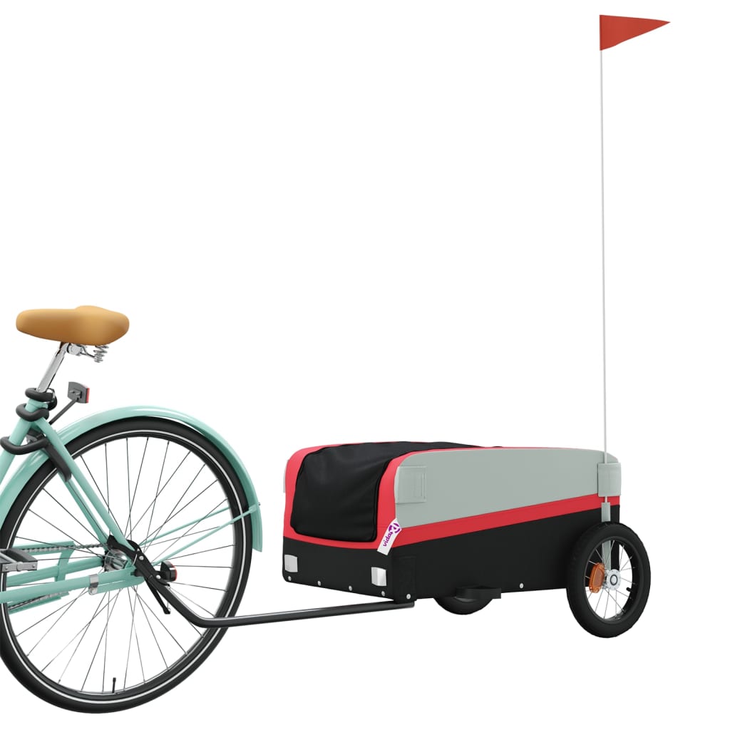 Vidaxl Przyczepka Rowerowa, Czarno-Czerwona, 30 Kg, Żelazo