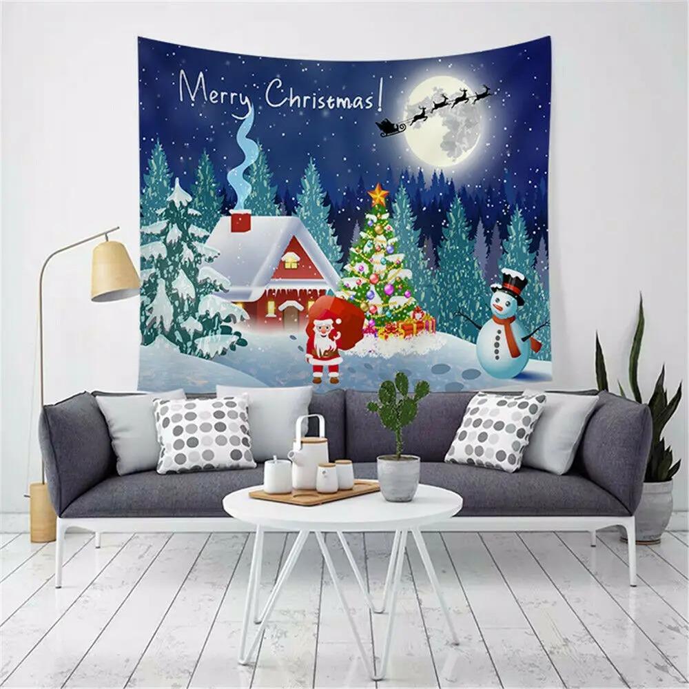 Гобелен с рисунком Санта-Клауса для дома, спальни, гостиной, настенного украшения, рождественский гобелен